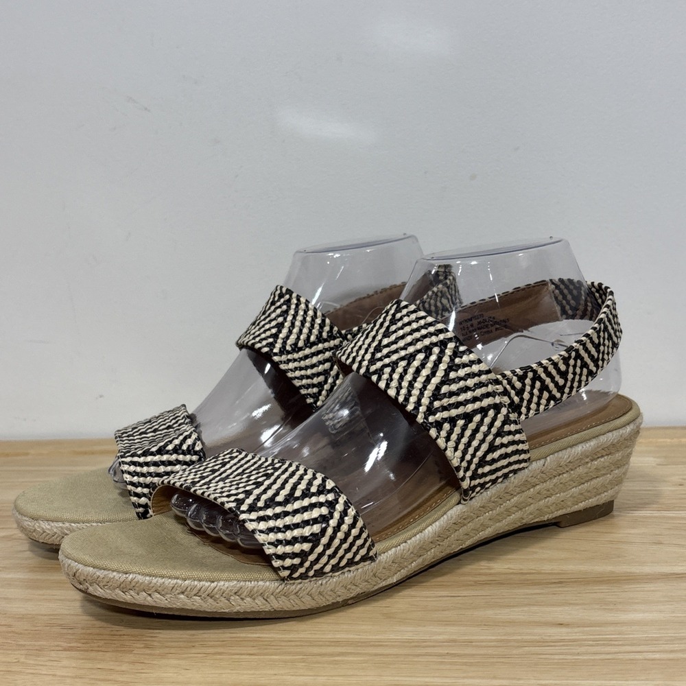 Comfortview espadrille wedge sandals chevron elastic straps Jute Heel 10.5W